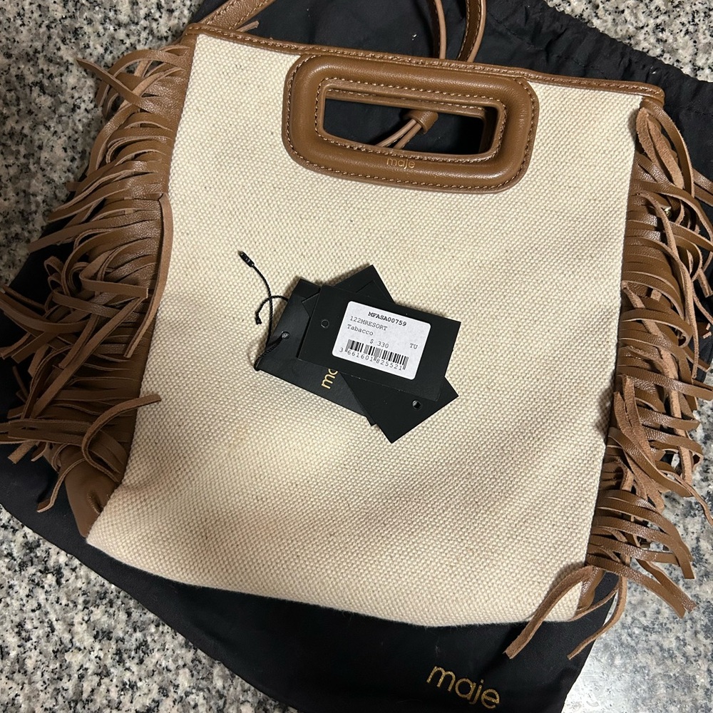 Maje M Bag - Canvas with Leather Trim